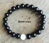 8 mm/10 mm schwarzes Onyx-weißes Jade-Heilarmband, Edelstein-Perlen-Armband, elastische Naturstein-Armbänder, Geschenke