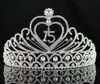 Janefashions Quinceanera Sweet 15 Quindici 15th Birthday Party coronas de Clear White Tiara con strass austriaci Corona Y200807