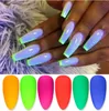 1 doos neon fluorescerende nagel poeder nagel glitter gloed in donkere kleurrijke chroom pigment glans stof nail art decoratie