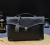 Designer- Men's Leather Shoulder Messenger Påsar Business Work Bag Laptop Portkropp Handväska Färg Black Coffee 314J