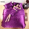 100% Pure Satin Silk Bedding Set Home Textile King Size Bed Set Bedclothes Däcke täcker Platta lakan Kuddväskor Hela Y20012458