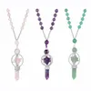 Qimoshi Natural Crystal 회전 Merkaba 스타 석 Stone Chakra Pendant Necklace 육각형 뾰족한 에너지 Reiki Healing Rose Quartz Amethyst286Z