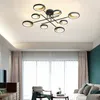 Modern Eye Protection Dimmable LED Ceiling Lamp Simple Black 8 lamp Iron Art Lighting Fixture For Hotel Bedroom Model Room Indoor Decoration