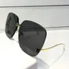 새로운 0352 명품 선글라스 여성 패션 랩 선글래스 프레임없는 코팅 미러 렌즈 탄소 섬유 다리 여름 스타일 최고 품질 0352S의 경우