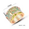 Luxury Lucky Flower Tree Rings Bröllopsengagemangsmycken utsökta emalj bred fingerring kristall brud gåvor 20221