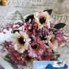 10 heads/1 bundle Painting Silk Chrysanthemum European Artificial Flowers Home Garden Wedding Christmas Accessories 10pcs