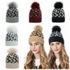 Leopard Pom Pom Beanies Women Winter Warm Knitted Hat Bonnet Pom Beanie Fashion Knit Caps Wool Hats 9 Colors HHA1504