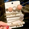 1Set Korean Fashion Pearl Hairpins Barnflickor Eleganta Hårklipp Pin Barettes Tillbehör Huvudbonad Huvudbonader