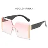 Rimless Square Sunglasses Women Luxury Goggle Yellow Shades Sun Glasses Men Trendy Female Eyewear Eyeglasses Male