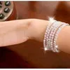 Glacé 1 rangée strass Bracelet femme Style Hip Hop clair simulé diamant Bracelet Bling Bling