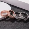 S925-Sterlingsilber-Schleierkraut-Ring, modischer Schleierkraut-Ring mit 18 Karat Rosévergoldung, dreireihiger Diamantring für Männer- und Frauenpaare