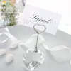 50 stks Crystal Heart Place Card Holder Gunsten Bruiloft Geschenken Bruids Douche Receptie Tafel Decors Ideeën Verjaardagsfeestje Naam Clip Photo Holder