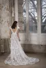 Tony Ward 2021 Bröllopsklänningar V Neck Lace Appliques Beach Bridal Gowns Custom Made Sexy Backless Sweep Train A Line Bröllopsklänning