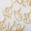 Hip Hop broche réglage CZ pierre Bling glacé signe lettres simples pendentifs colliers pour hommes rappeur bijoux