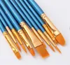 High Quality 10Pcs/Set Watercolor Gouache Painting Pen Nylon Hair Wooden Handle Paint Brush Set Drawing Art Supplies