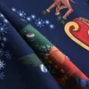 Desgaste infantil do Natal do ano novo Papai Noel Elk Floco de neve da árvore de natal escura azul impresso camisa infantil Europeu e americana