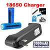 2Pack 3.7V 11.1W BRC Li-ion Uppladdningsbar 18650Batteriers 3000mAh Batteri för ficklampor Laser Pen+ 2x Universal Charger