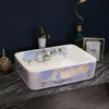 Handmade Primitive Estilo Porcelain bancada Lavabo Lavatório bacia de lavagem pia bacia profunda retangular