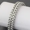 estilo caliente tejida 316l plata trenzado cadena de acero inoxidable pulsera hombre brazalete