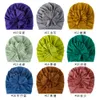 INS 18 colori New Fashion Pieghettato Fiore Berretto da bambino Elastico in cotone Tinta unita Accessori per capelli Beanie Cap Multi color Infant Turban Hats