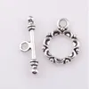 100Sets Tibetischen Silber Lacework Kreis Toggle-Haken für Schmucksachen, die Toggle Schmucksachen umklammert für Armband-Halskette