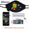 RGB 7COLOR Bluetooth Programmable Animação piscando texting Máscaras de face LED para festa de DJ de barra com bateria USB luminous MAS1644981