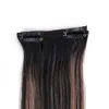 100% réel Remy Human Hair Clip in Hair Extensions Balayage Highlight Skin Waft Clips Straight Extension120G