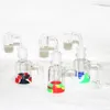 Narguilés 14mm 18mm Glass Ash Catcher Silicone Bong Pipes à eau avec 3,2 pouces 7ml Container Reclaimer Épais Pyrex Ashcatcher pour fumer