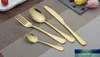 High-grade Gold Cutlery Spoon Fork Knife Tea Spoon Matte Gold Stainless Steel Food Silverware Dinnerware Utensil