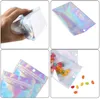 Återställbar plast detaljhandel förpackning påsar holografisk aluminiumfolie påse förseglingsbar luktsäker väska för matlagring