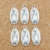 Virgin Mary Charm Pendants för smycken, örhängen, halsband och armband 12.5x28.2mm Antik silver 80pcs A-379