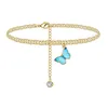 Prostota Butterfly wisiorek kostki Crystal Student Beach Anklets Foot Jewelry nogi dla kobiet boso