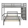 米国の在庫、灰色の二段ベッド双子の双子のベッド、梯子とガードレール、子供のための貯蔵棚が付いている木のフルベッドLP000021aae