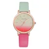 DHL Fashion Women Ladies Gradient Färg Läder Klockor Partihandel Orologi Da Festa Kvinnliga Studenter Färgglada Casual Gift Party Klockor