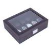 10 Grids Wzór węglowy Watch Box Watch Uchwyt Organizator magazynowania biżuterii Wyświetlacz Wyświetlacz Prostokąt Czarny kolor prezenty C5159619