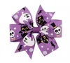 3 -calowy Baby Halloween Grosgrain Ribbon Bows with Clip Girl Dzieci Duch Dypina Baby dziewczyna Pinwhel Fryzury