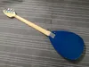 Custom Made 4 string Teardrop Bass Blue Semi Hollow Body Electric Guitar Teardrop BASS F hole body Chrome Hardware 1780771