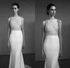 2021 Lihi Hod 반짝임 인어 웨딩 드레스 섹시한 장식 조각 쥬얼리 넥 스팽글 신부 가운 지퍼 백 새틴 웨딩 드레스