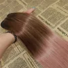 Balayage Prawdziwe ludzkie włosy splot róża złoty dziewiczy Remy Weft Hair Extensions Nieprzetworzone Slik Proste wiązki Omber Hair Extensions