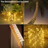 Światła łańcuchowe LED Oświetlenie LED 8 Tryby Sterowanie Elastyczne Ciepłe Białe Pasek Outdoor Strip Lights Great Do Bożego Narodzenia Porch Deck Garden Party