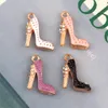 Diamond High Heels Charms Making Women Shoe Pendant Necklaces Oil Dripping Charms Fashion Keychains DIY Jewelry Wholesale