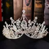 Wedding Crown Pageant King Queen Crown Bridal Tiara Chinese Hair Accessories Head Jewelry Headpiece Large Crystal Bride Hairband C18110801