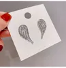 S1629 Fashion Jewelry S925 Silver Post Cute Angel Wing Stud Earrings Rhinstone Angel Wing Earrings6025956