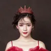 ヘアクリップバレットラグジュアリートレンディな花嫁ウェディングアクセサリーラインストーンプリンセスブラック/レッドカラークラウントースト女性誕生日ティアラVL1