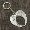 20pcs / lot Anel chave Keychain jóias de prata banhados coração asas do anjo Chaveiros pingente de acessórios novo