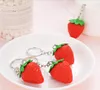 500pcs Strawberry keychain Red Lovely Charm Pendent Pendant Purse Bag Car Key Ring Chain Jewelry Gift Fruit Fashion