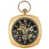 Antik mekanisk handvindande fickklocka lyxiga romerska siffror Display Pocket Pendant Clock med FOB-kedjan ny ankomst 2019 CX245A