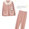 Prinses katoen pyjama's vrouwen lente en herfst stijl meisje losse xxxl comfortabele homewear set vrouw slaap dragen roze schattig1