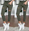 Frauen Denim Skinny Jeans Schlanke Füße Hosen Löcher zerstört Kniesternhosen Casual Hohoser schwarz weiße Stretch zerrissene Jeans