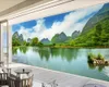 Paesaggio romantico Carta da parati murale 3d HD Montagne di Guilin e acque cristalline Scenario TV Sfondo Muro Decorazione atmosferica Carta da parati